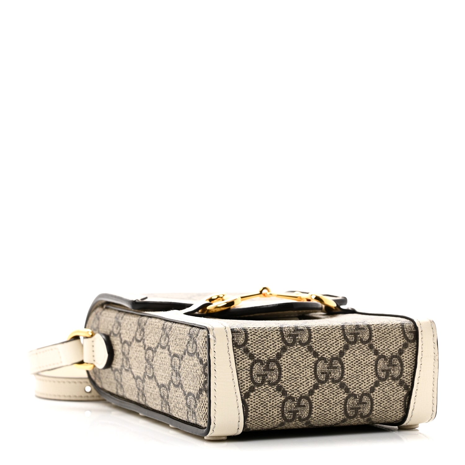 Gucci GG Supreme Monogram Azalea Calfskin Mini Horsebit 1955 Crossbody Bag Beige Ebony Mystic White 4 of 10