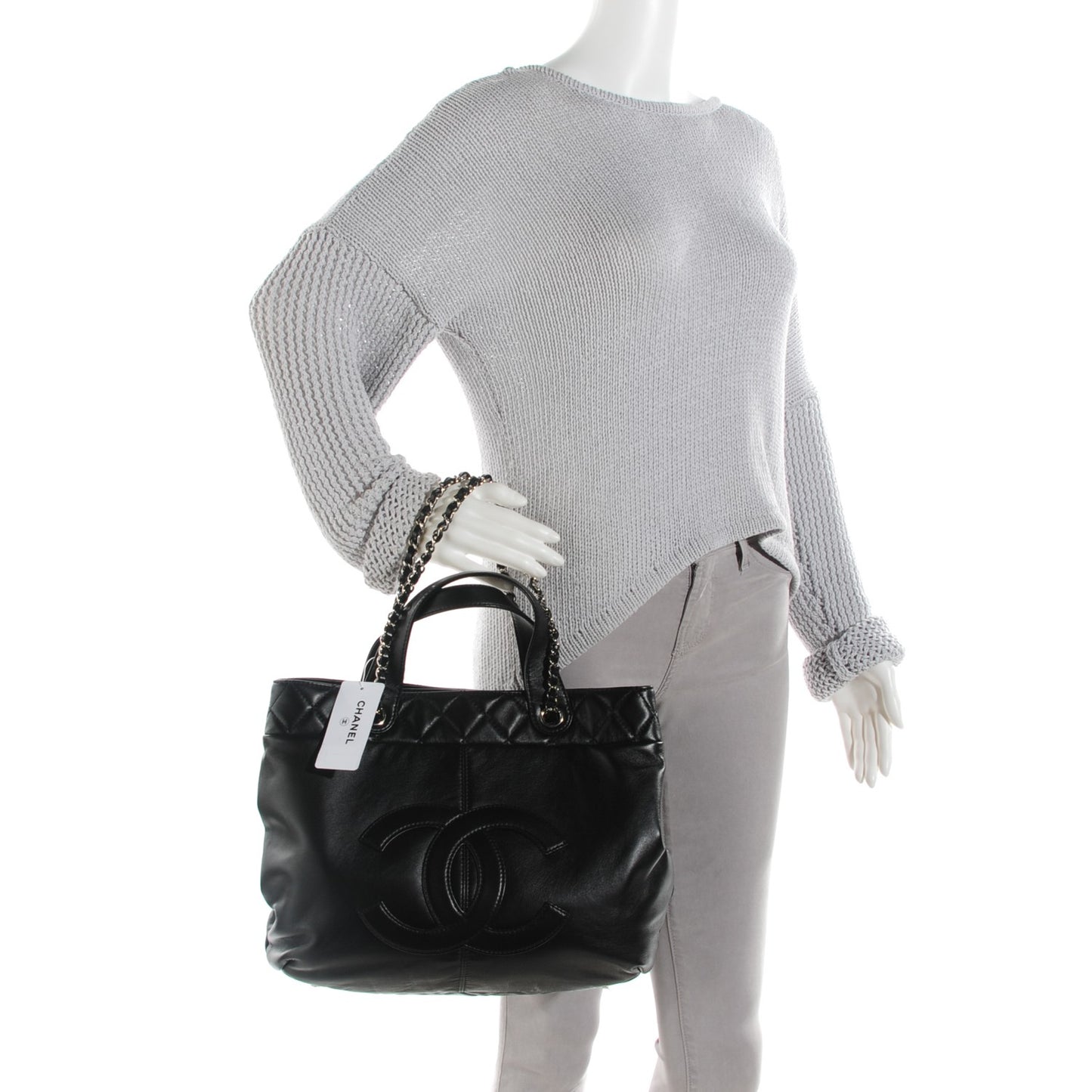Calfskin Large Trianon Tote Black