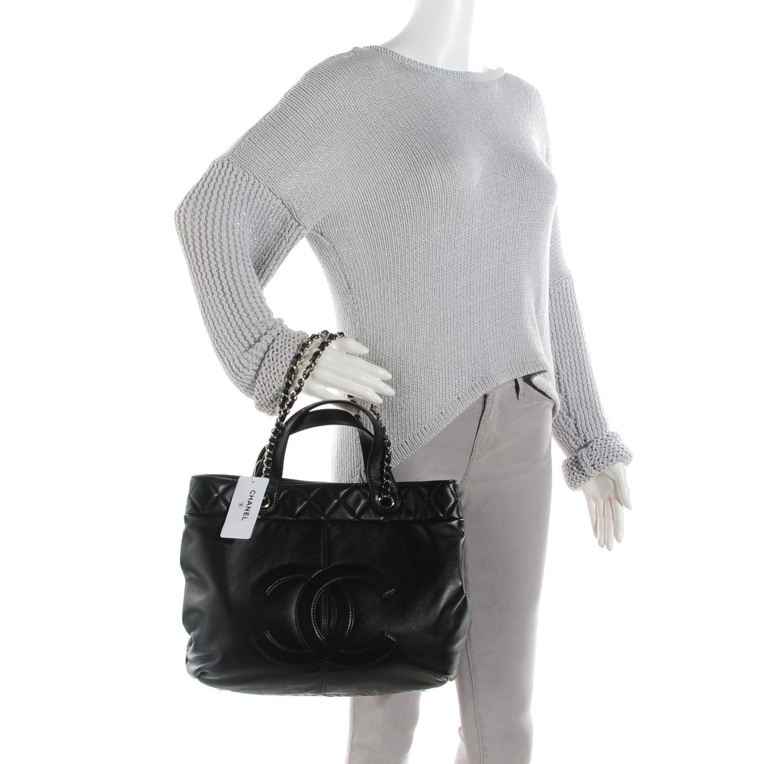 Chanel Calfskin Large Trianon Tote Black 2 of 7