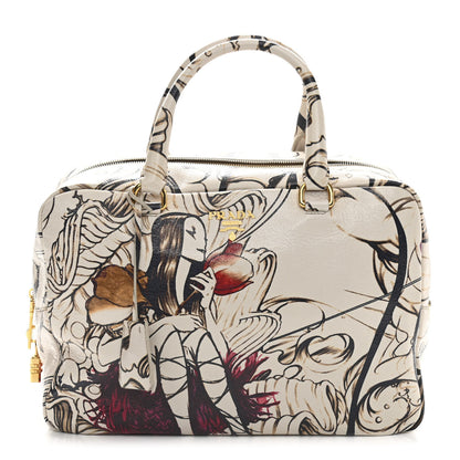 Prada X JAMES JEAN Cervo Lux Fairy Print Large Double Handle Boston Bag Prugna 1 of 12