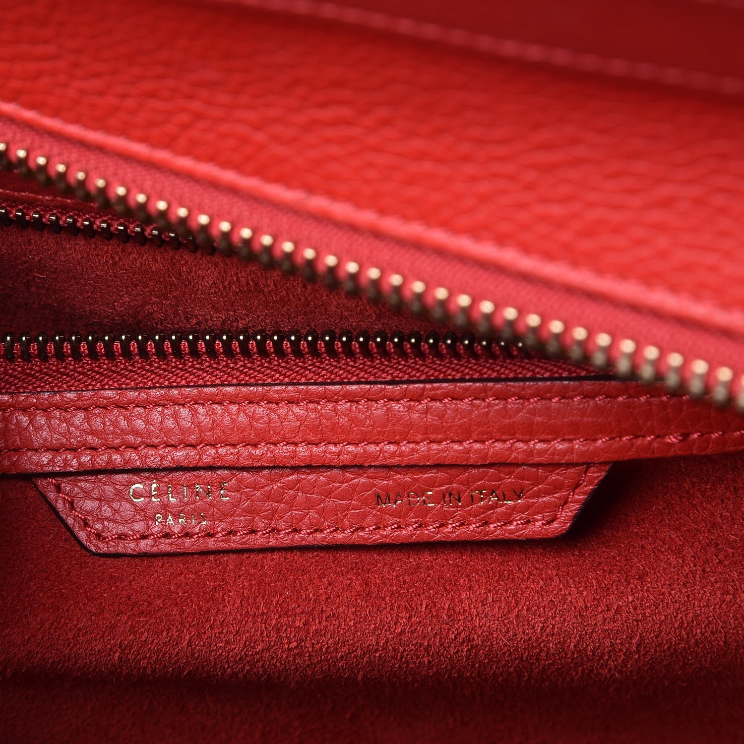 Celine Drummed Calfskin Mini Luggage Coquelicot 6 of 7