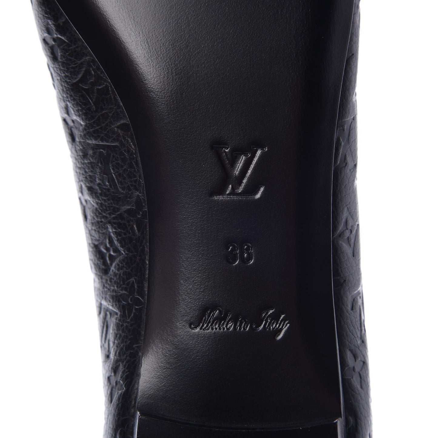 Calfskin Monogram Embossed Debbie Ballerina Flats 38 Black