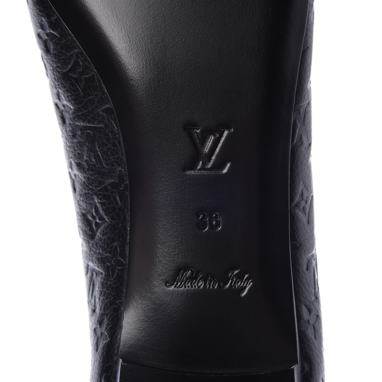 Louis Vuitton Calfskin Monogram Embossed Debbie Ballerina Flats 38 Black 6 of 9
