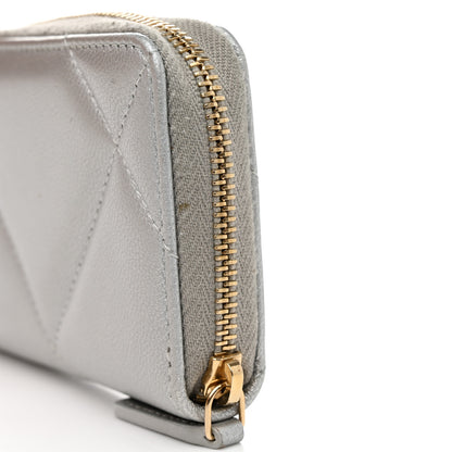 Chanel Metallic Lambskin Quilted 19 Zip Around Coin Purse Wallet Silver 8 of 10