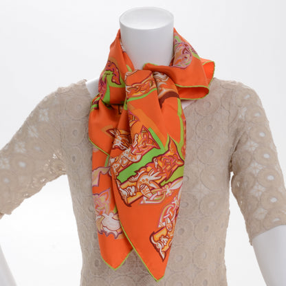 Hermes Silk Alphabet Russe Scarf 90 Orange 3 of 5