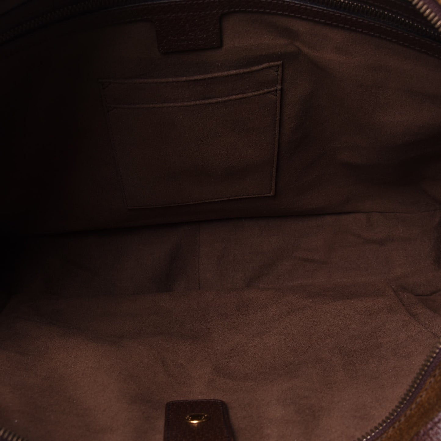 Suede Rainbow Strap Briefcase Brown