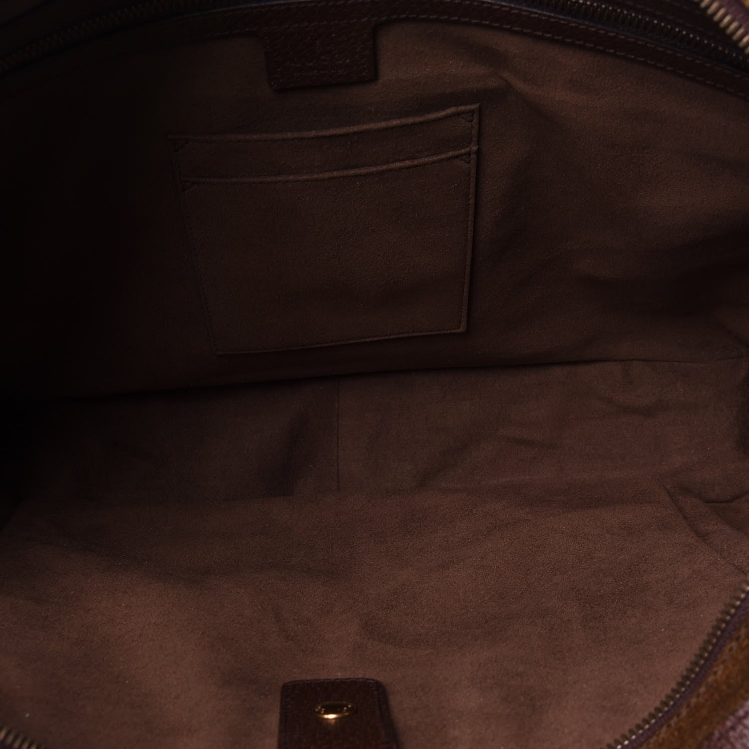 Gucci Suede Rainbow Strap Briefcase Brown 5 of 11