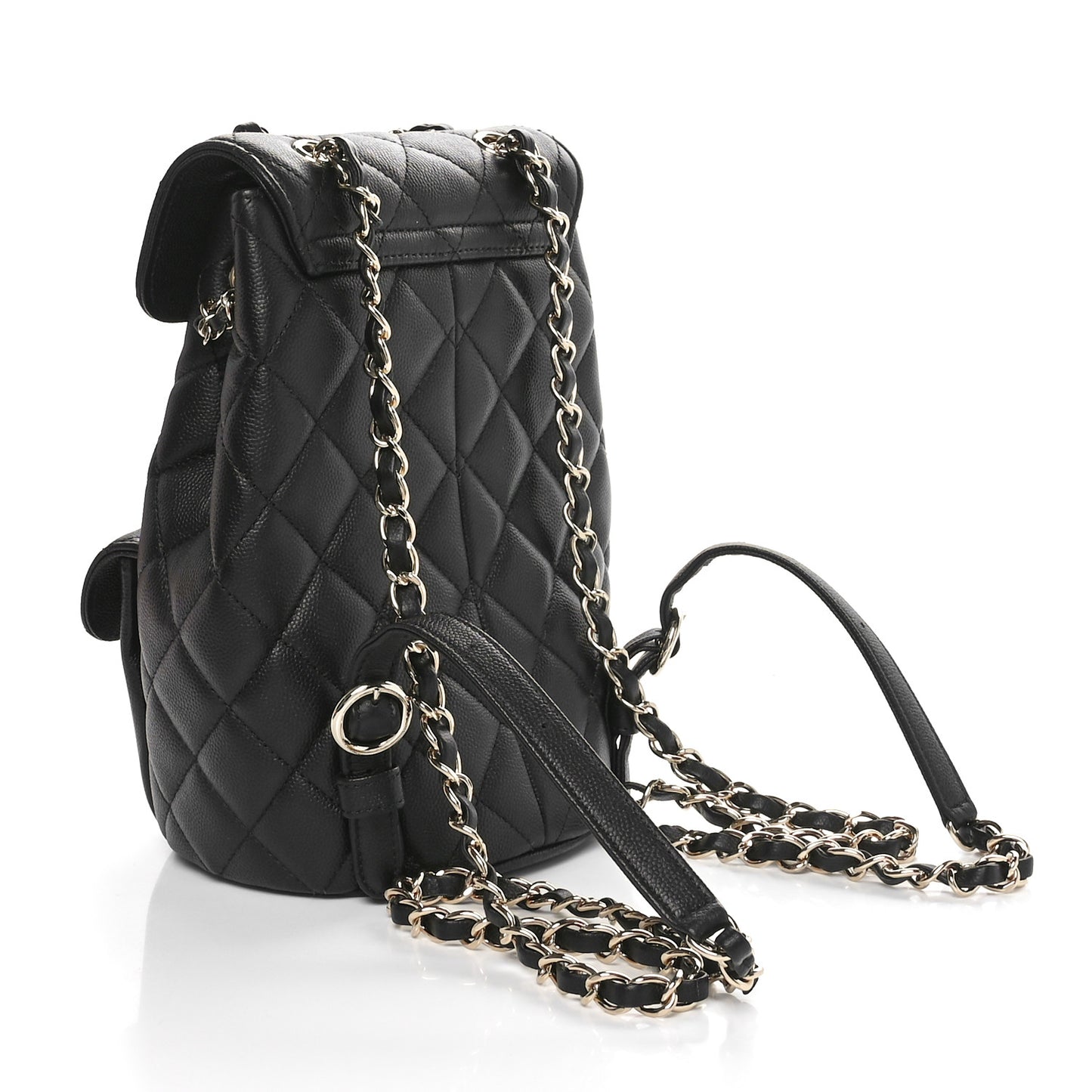 Caviar Quilted Pockets Backpack Black