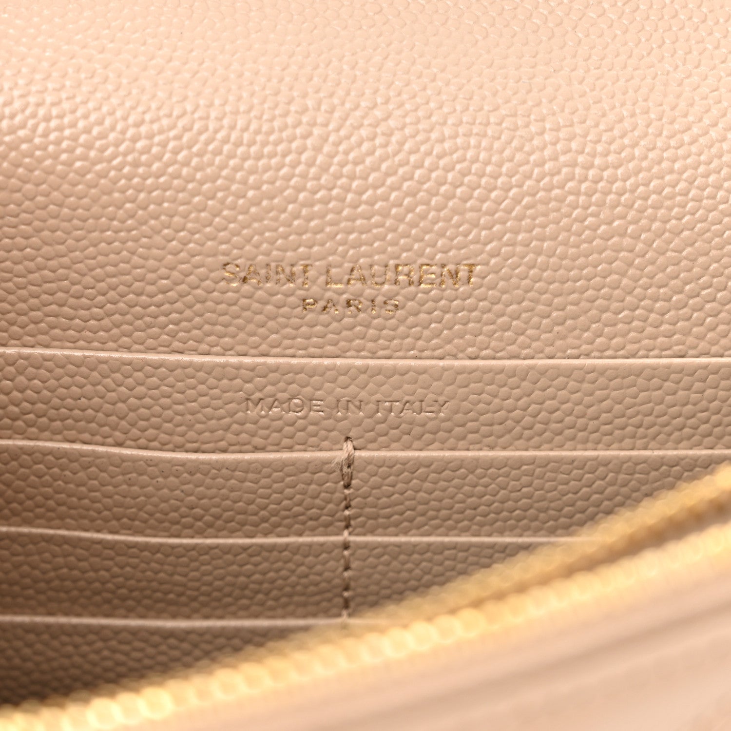 Saint Laurent Grain De Poudre Matelasse Chevron Monogram Chain Wallet Nude Powder 6 of 12