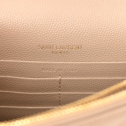 Saint Laurent Grain De Poudre Matelasse Chevron Monogram Chain Wallet Nude Powder 6 of 12