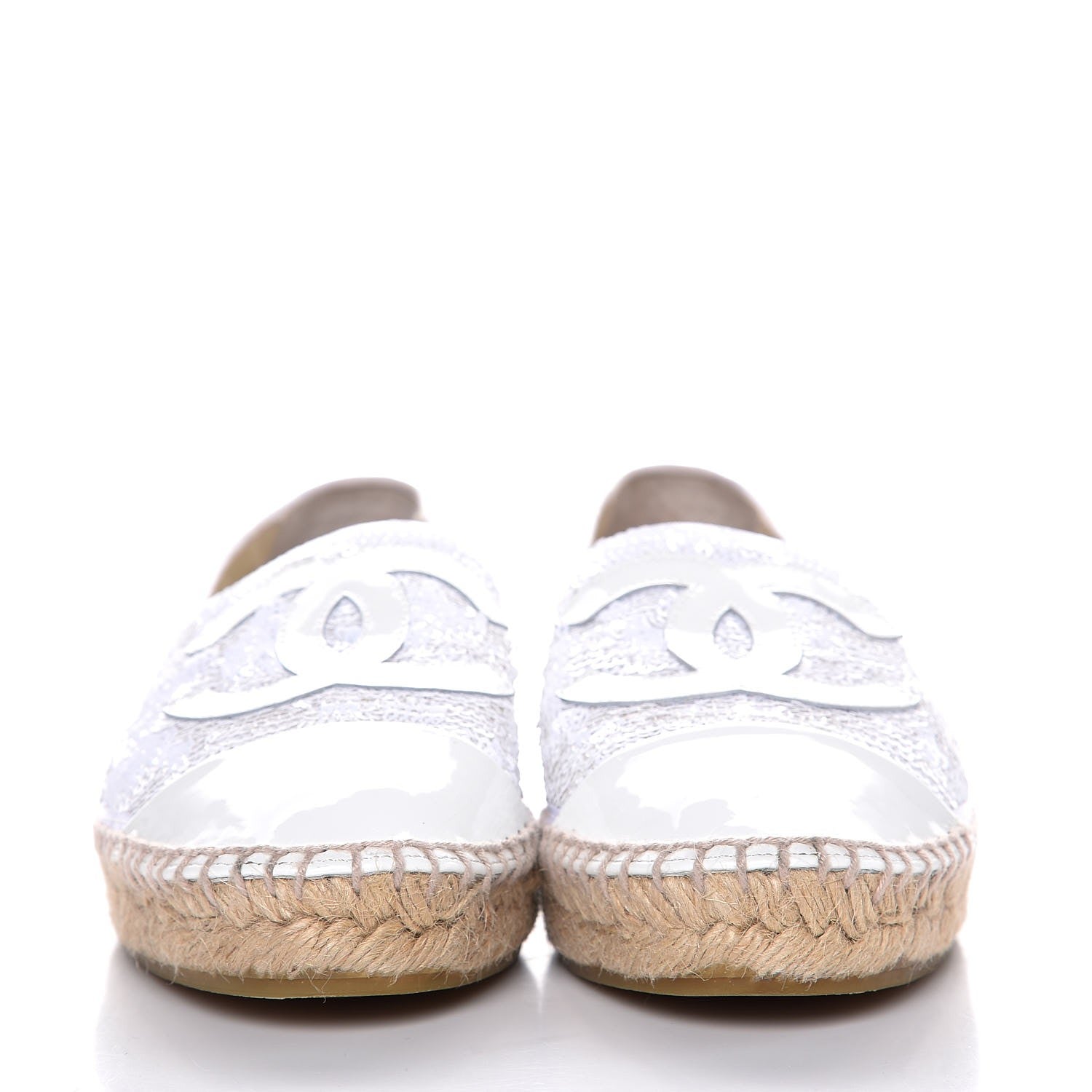 Chanel Patent Sequin CC Espadrilles 38 White 2 of 10