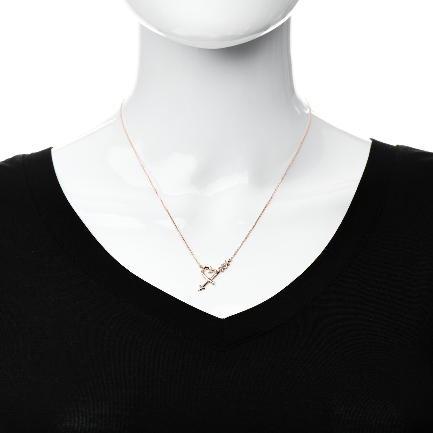 18K Rose Gold Paloma Picasso Heart and Arrow Pendant Necklace