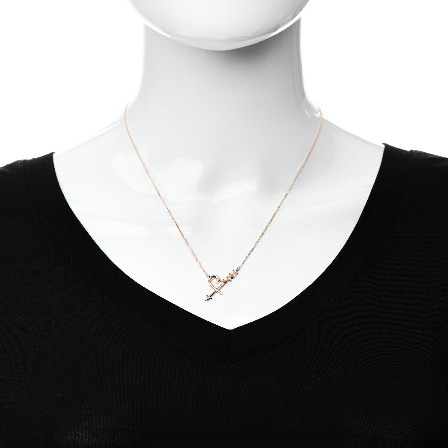 Tiffany 18K Rose Gold Paloma Picasso Heart and Arrow Pendant Necklace 2 of 6