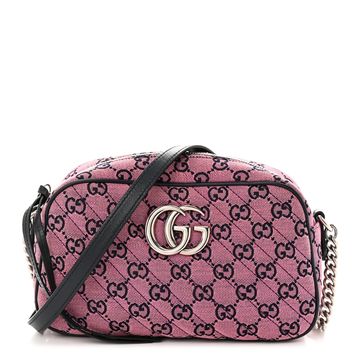 Monogram Multicolor Matelasse Diagonal Small GG Marmont Chain Shoulder Bag Pink Blue