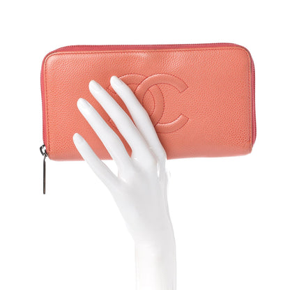 Chanel Caviar Timeless CC Large Gusset Zip Around Wallet Orange 2 of 16