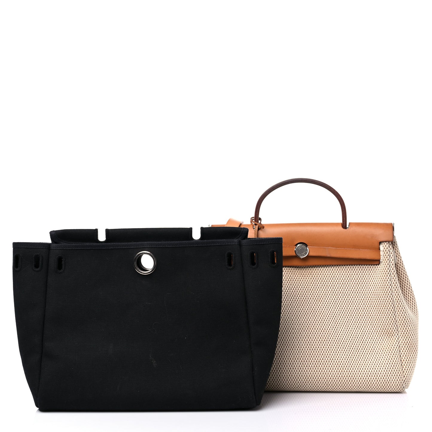 Toile Vache Calfskin Herbag 30 PM Black Natural