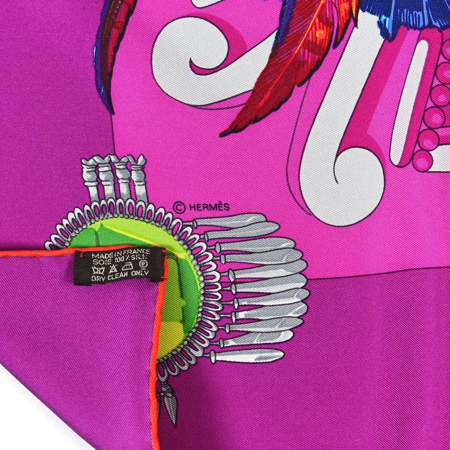 Hermes Silk Mexique Scarf 90 Fuchsia 3 of 3