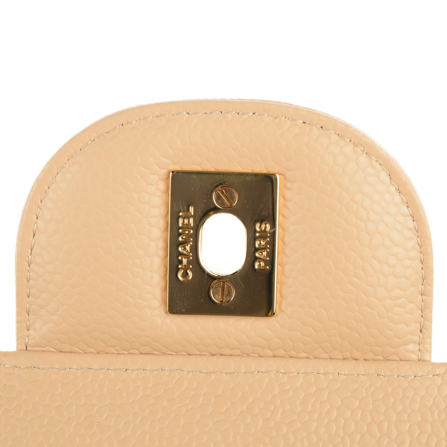 Caviar Quilted Jumbo Double Flap Beige Clair