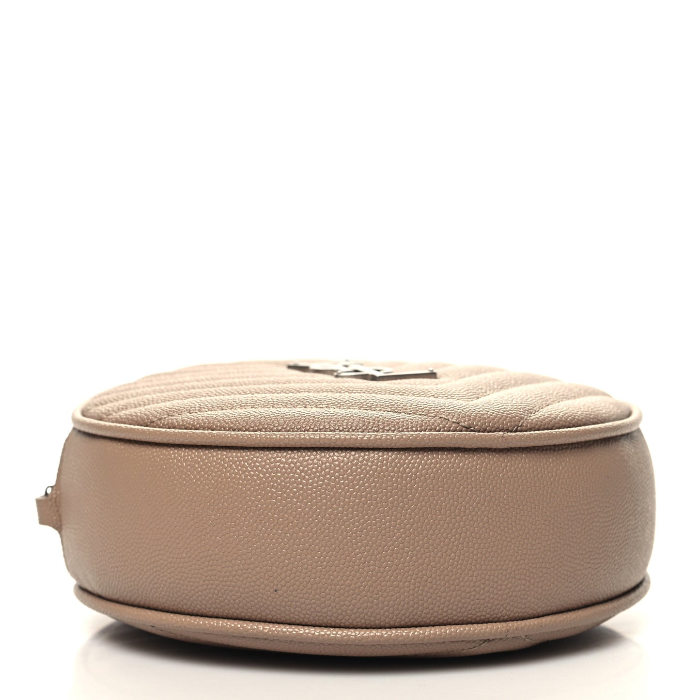 Grain De Poudre Matelasse Chevron Quilted Round Vinyle Camera Bag Dark Beige