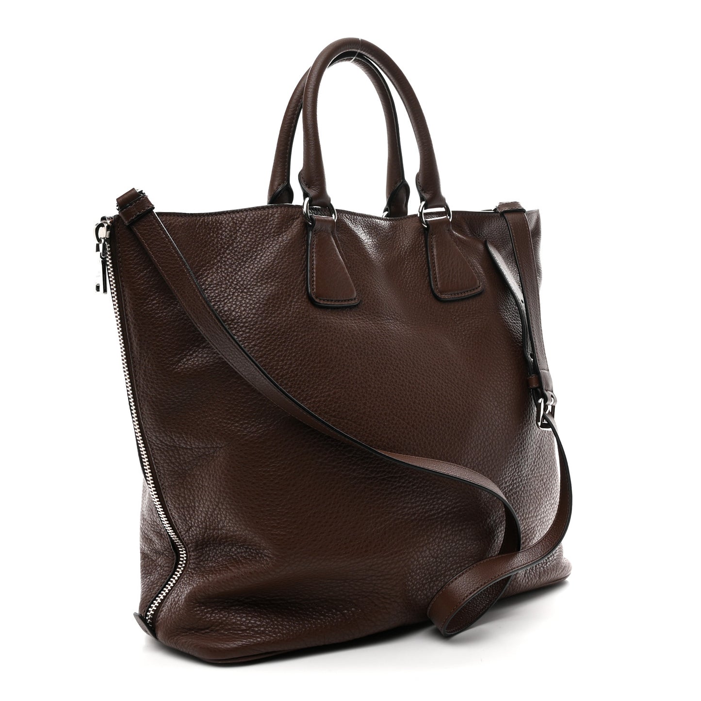 Vitello Phenix Side Zip Shopping Tote Bruciato