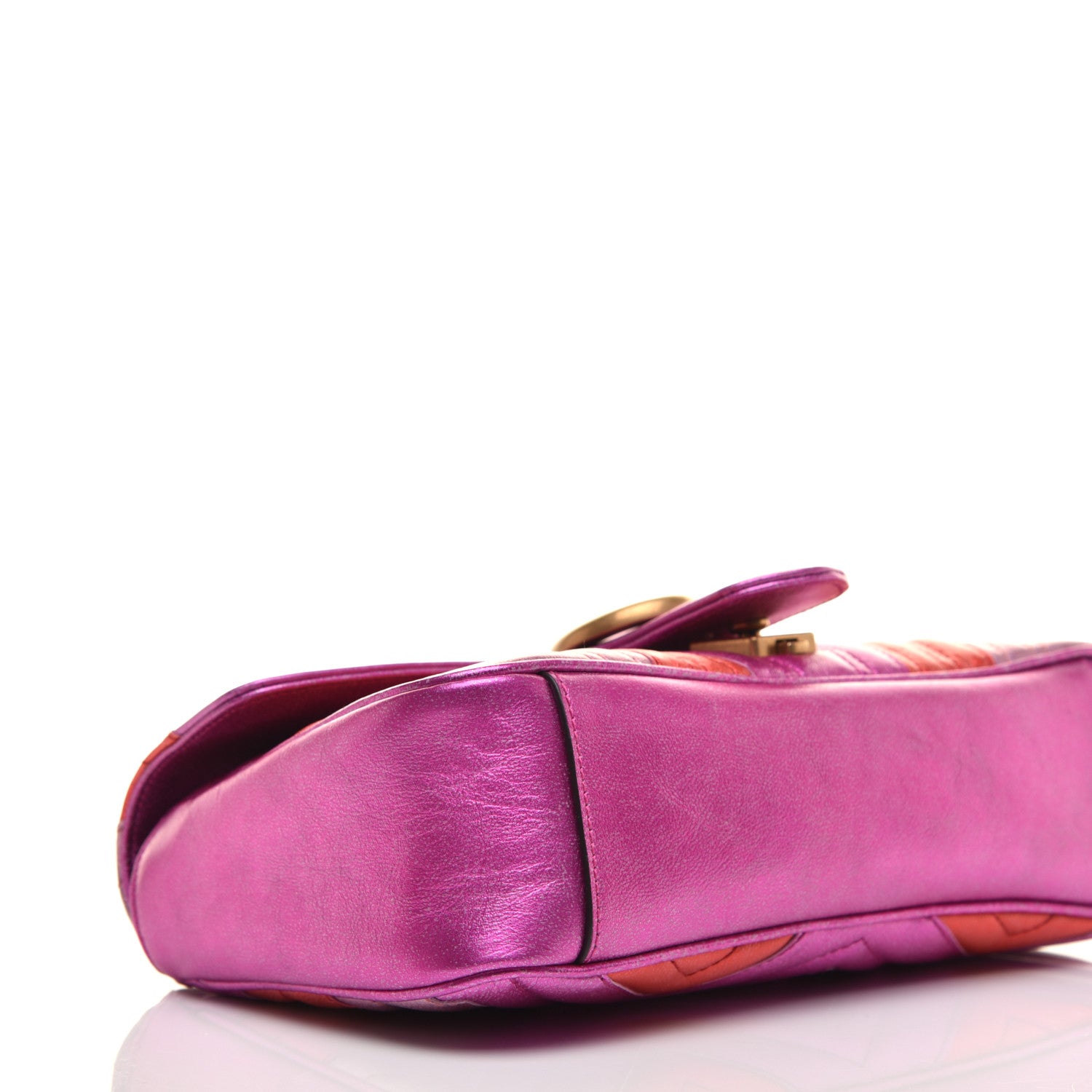 Gucci Metallic Calfskin Matelasse Small GG Marmont Shoulder Bag Fuchsia 8 of 11