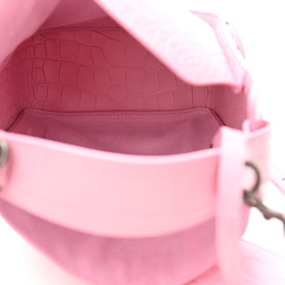 Balenciaga Calfskin Logo Crocodile Embossed XS Tool 2.0 North-South Tote Candy Pink White 8 of 11