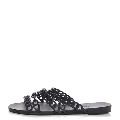 Hermes Rubber Chaine d'Ancre Nude Sandals 39 Black 1 of 7