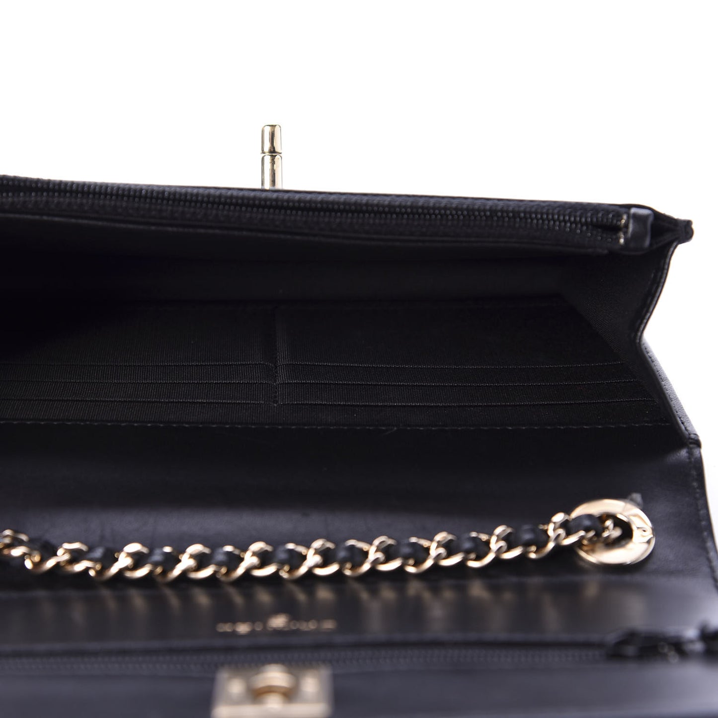 Lambskin Quilted Trendy CC Wallet On Chain WOC Black