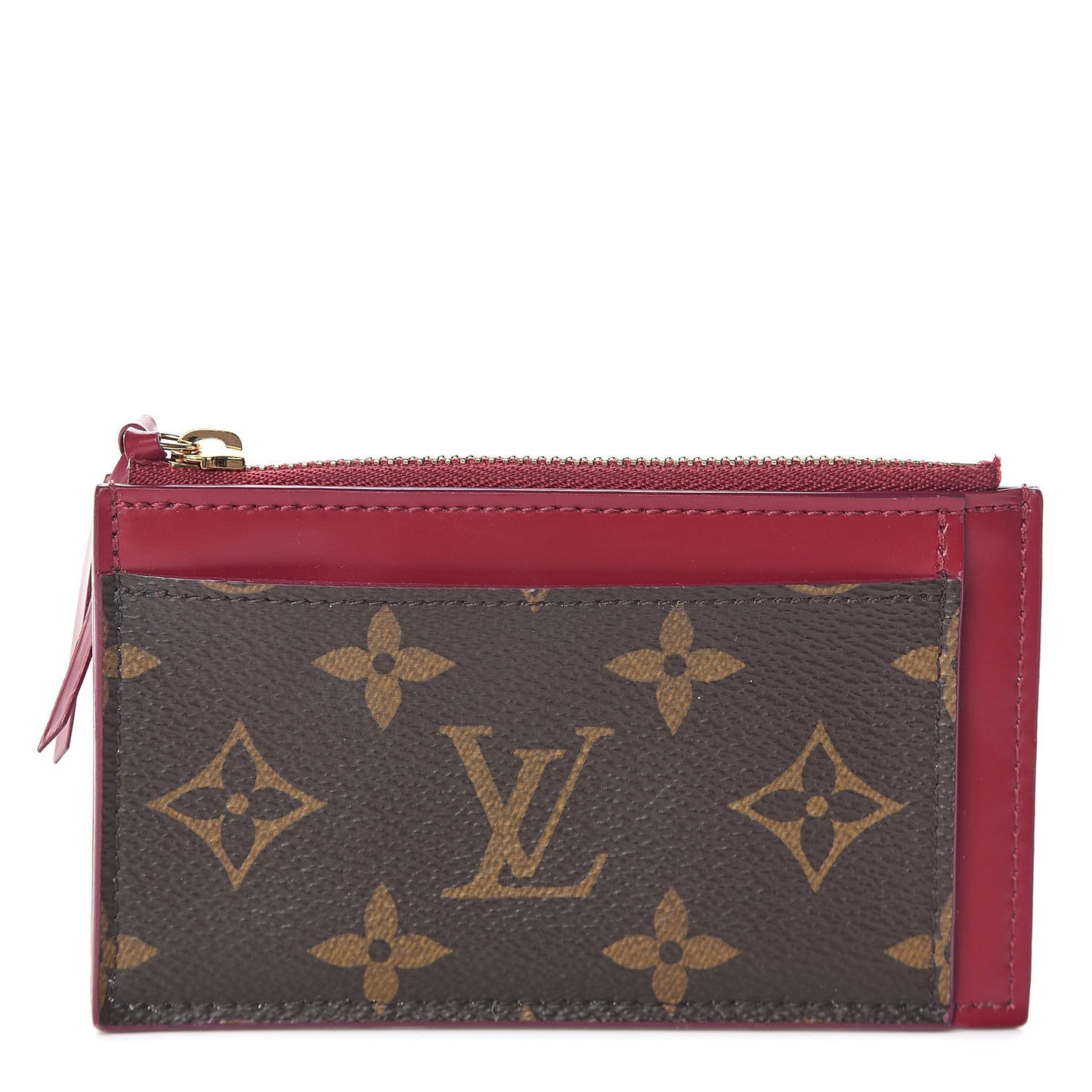 Monogram Zipped Card Holder Fuchsia
