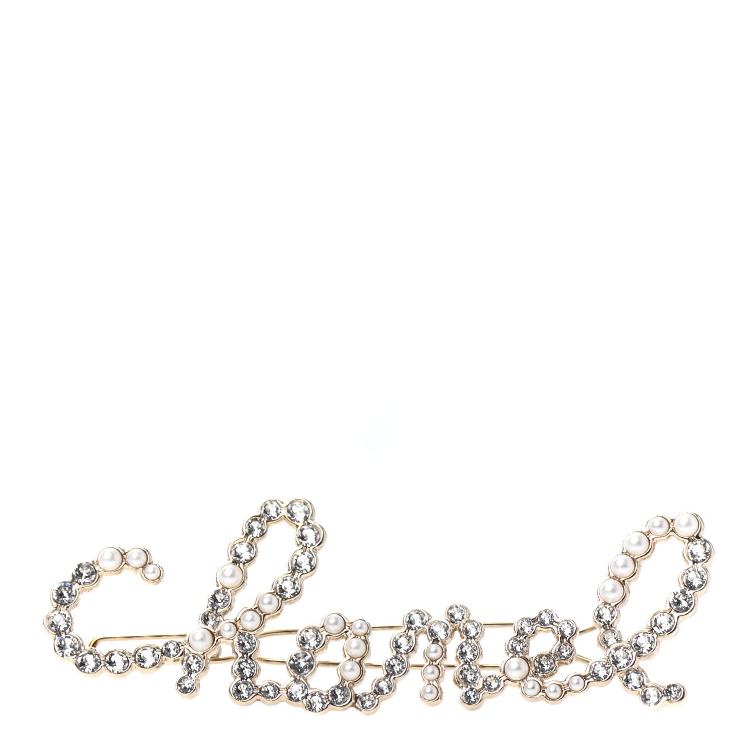 Chanel Metal Glass Swirling Pearls Hair Clip Gold 1 of 3