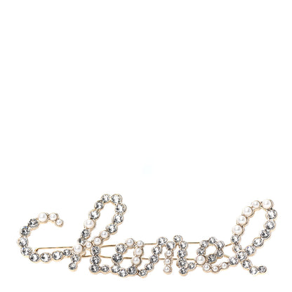 Chanel Metal Glass Swirling Pearls Hair Clip Gold 1 of 3