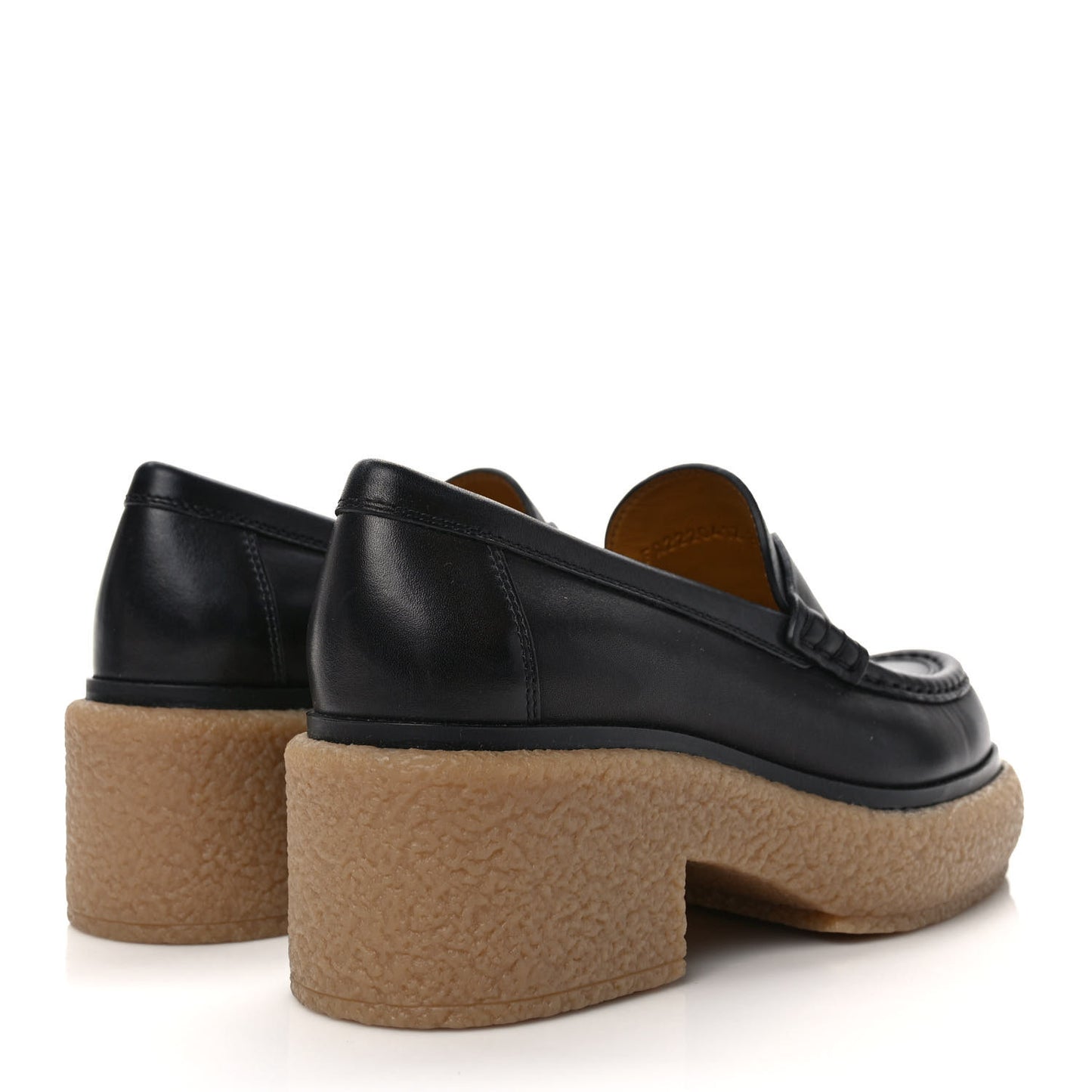 Glazed Calfskin Womens Fanny Loafers 37.5 Black
