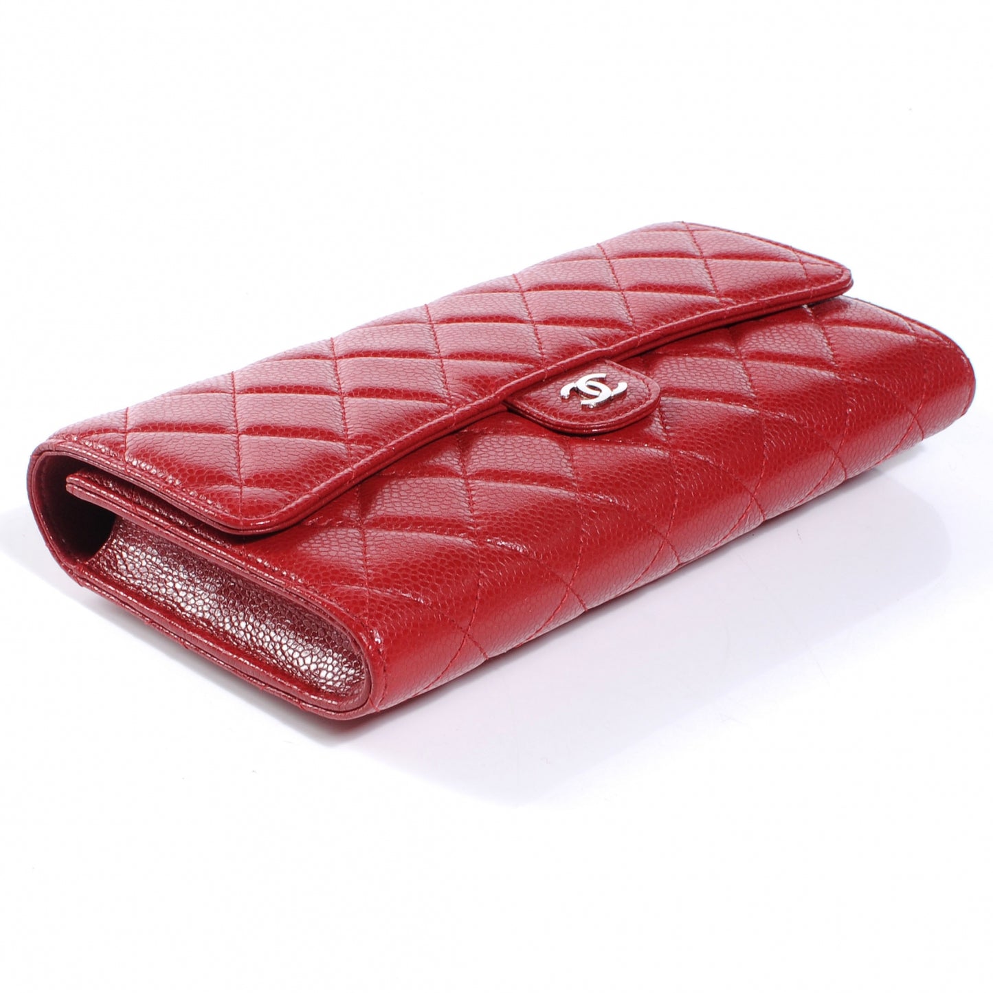 Caviar Quilted Travel Wallet Red