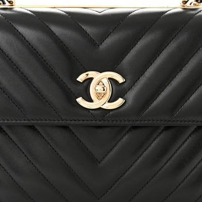 Chanel Lambskin Chevron Quilted Small Trendy CC Dual Handle Flap Bag Black 8 of 11