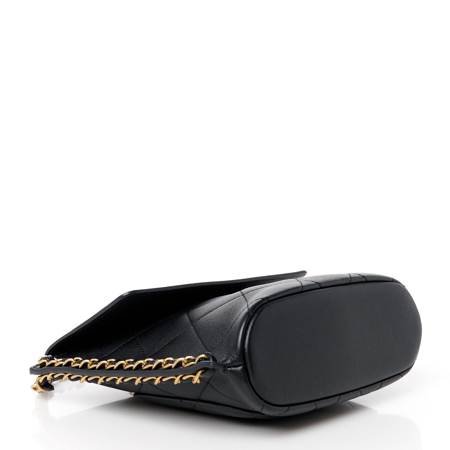Calfskin Quilted Chain Small Hobo Bag Black
