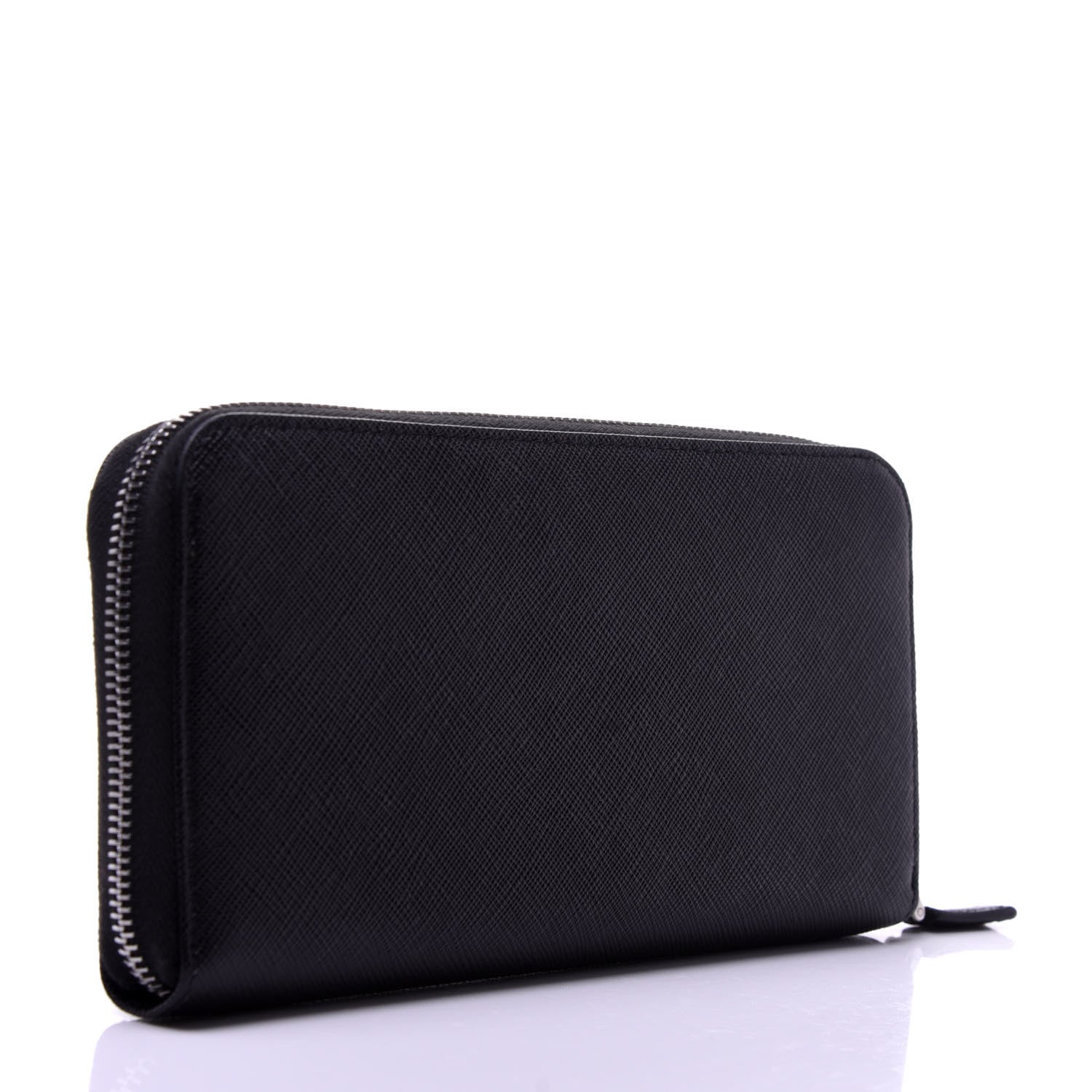 Prada Saffiano Zip Around Wallet Black 3 of 9