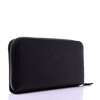 Prada Saffiano Zip Around Wallet Black 3 of 9
