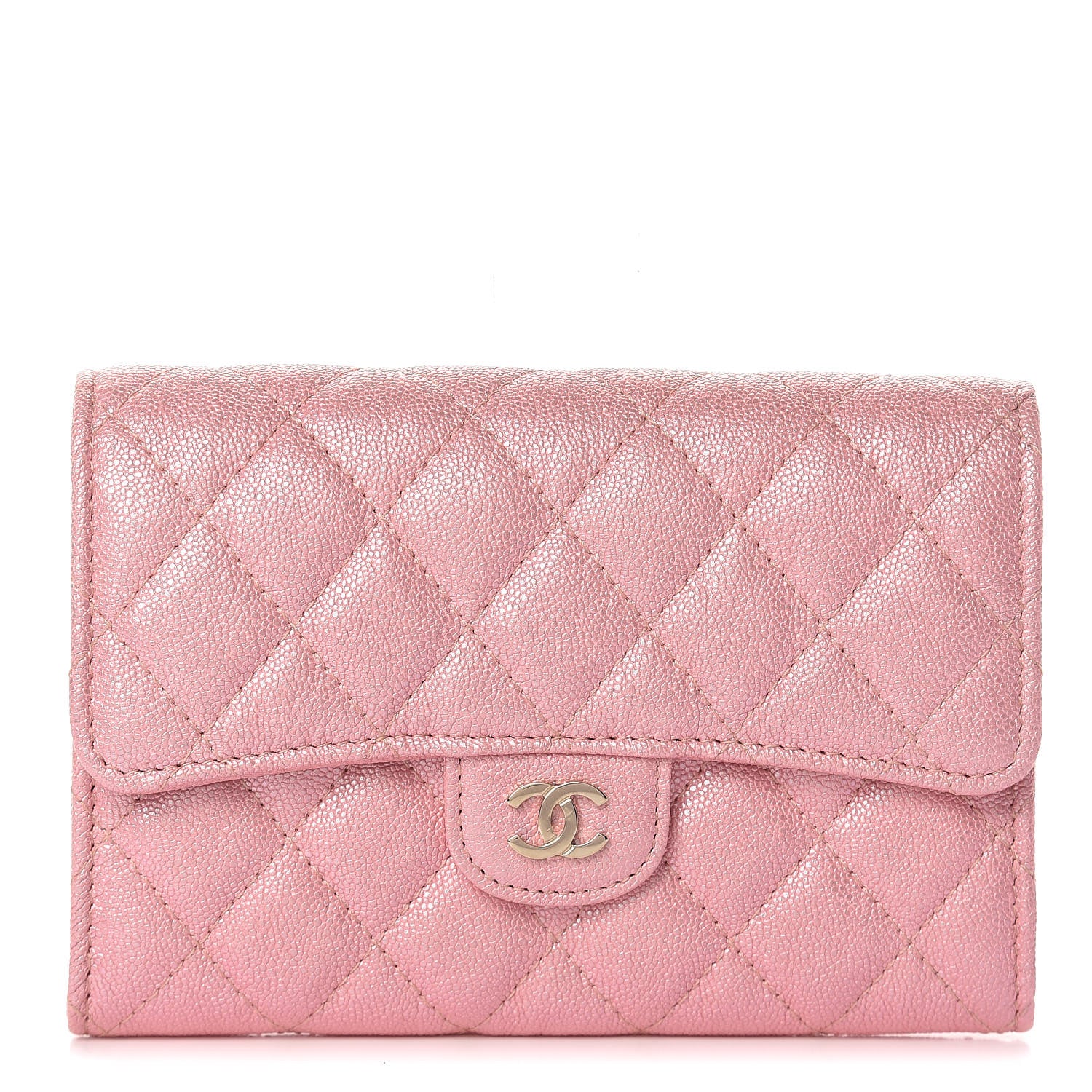Chanel Iridescent Caviar Quilted Medium Flap Wallet Rose Pink 1 of 9