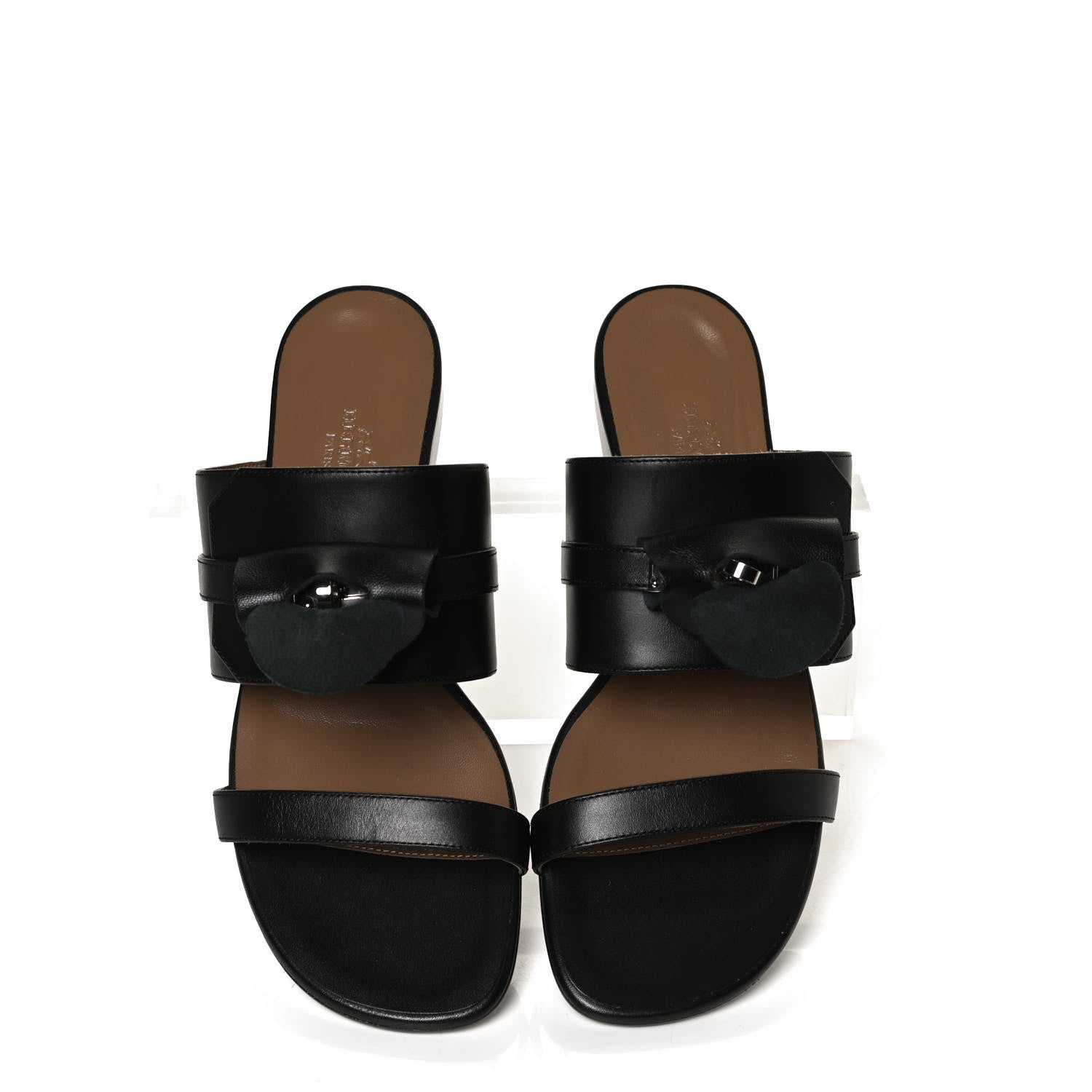 Hermes Calfskin Avenue Sandals 38 Black 5 of 9