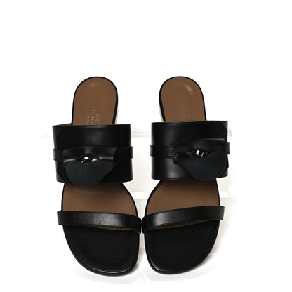 Hermes Calfskin Avenue Sandals 38 Black 5 of 9