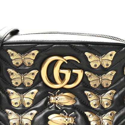 Gucci Calfskin Matelasse Animal Studs Small GG Marmont Chain Shoulder Bag Black 8 of 10