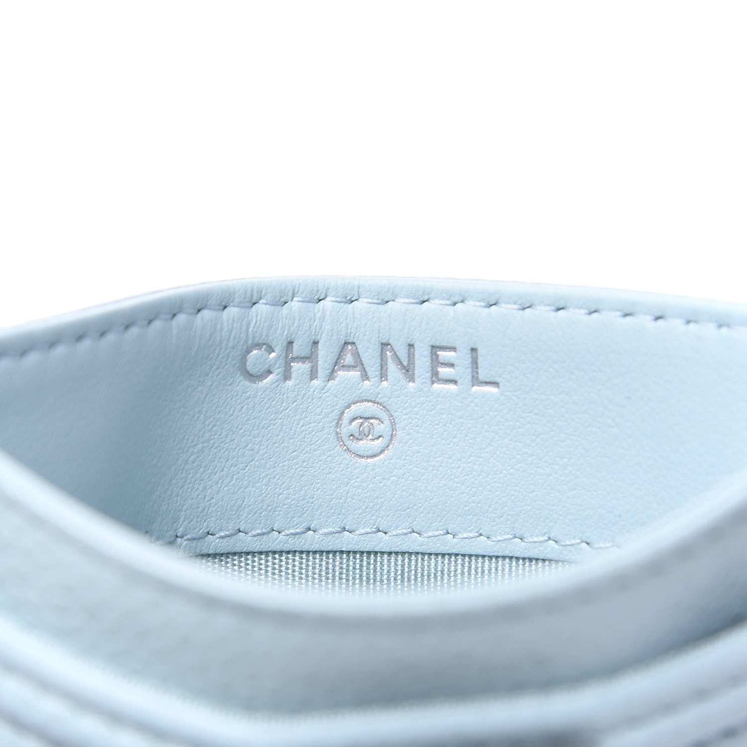 Chanel Caviar Chevron Quilted Boy Card Holder Light Blue 6 of 8