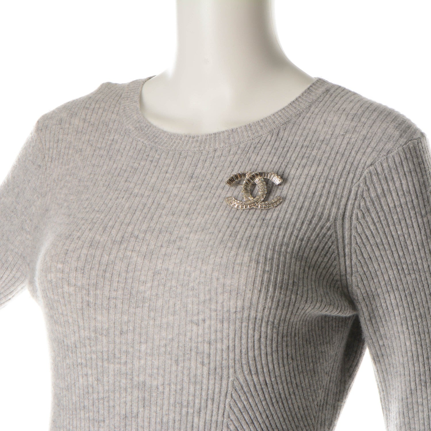 Chanel Baguette Crystal CC Brooch Silver 2 of 4