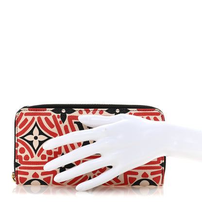 Louis Vuitton Monogram Giant Crafty Zippy Wallet Creme Rouge Black 2 of 11