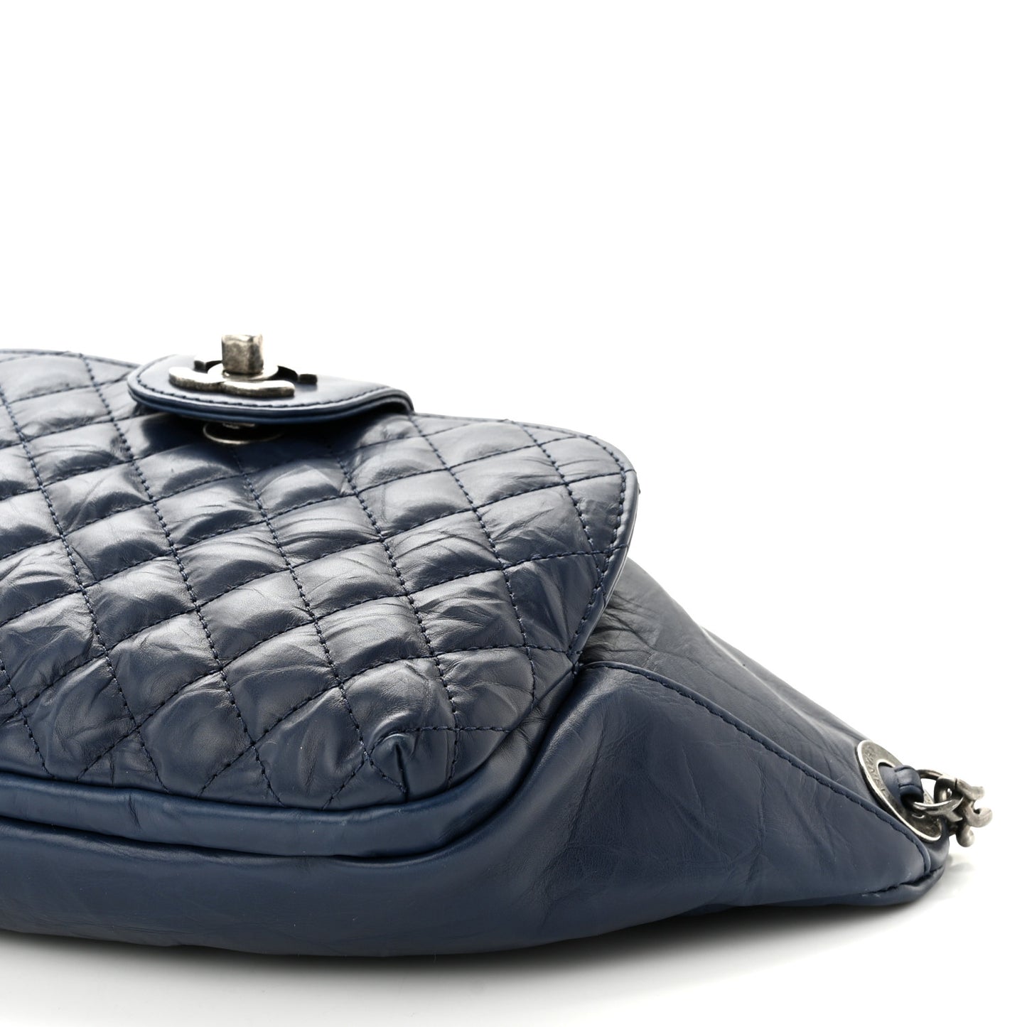 Crumpled Calfskin Quilted Casual Rock Waist Bag Fanny Pack Blue