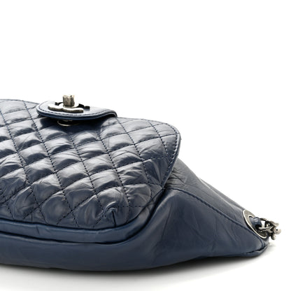 Chanel Crumpled Calfskin Quilted Casual Rock Waist Bag Fanny Pack Blue 9 of 9