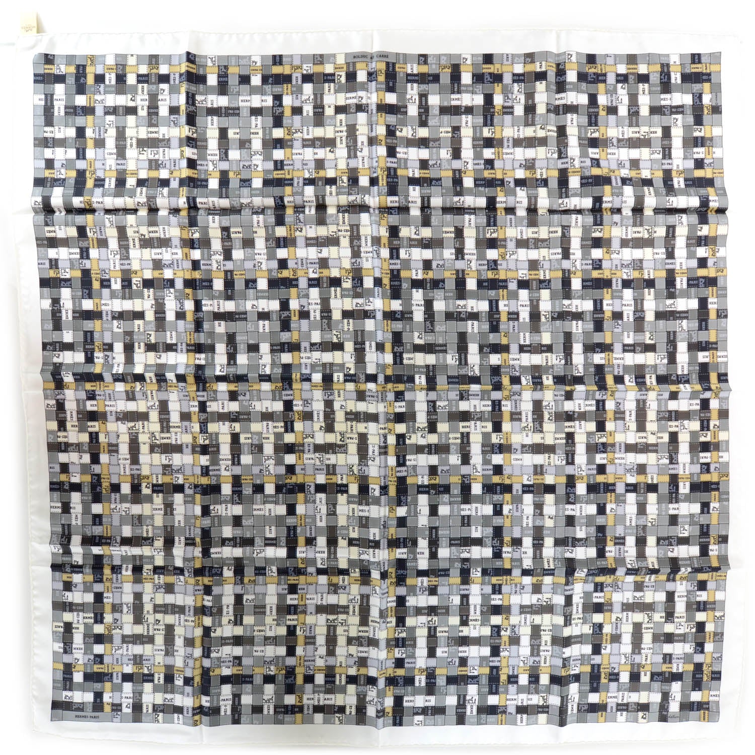 Hermes Silk Bolduc Au Carre Scarf 90 Blanc Gris 2 of 6
