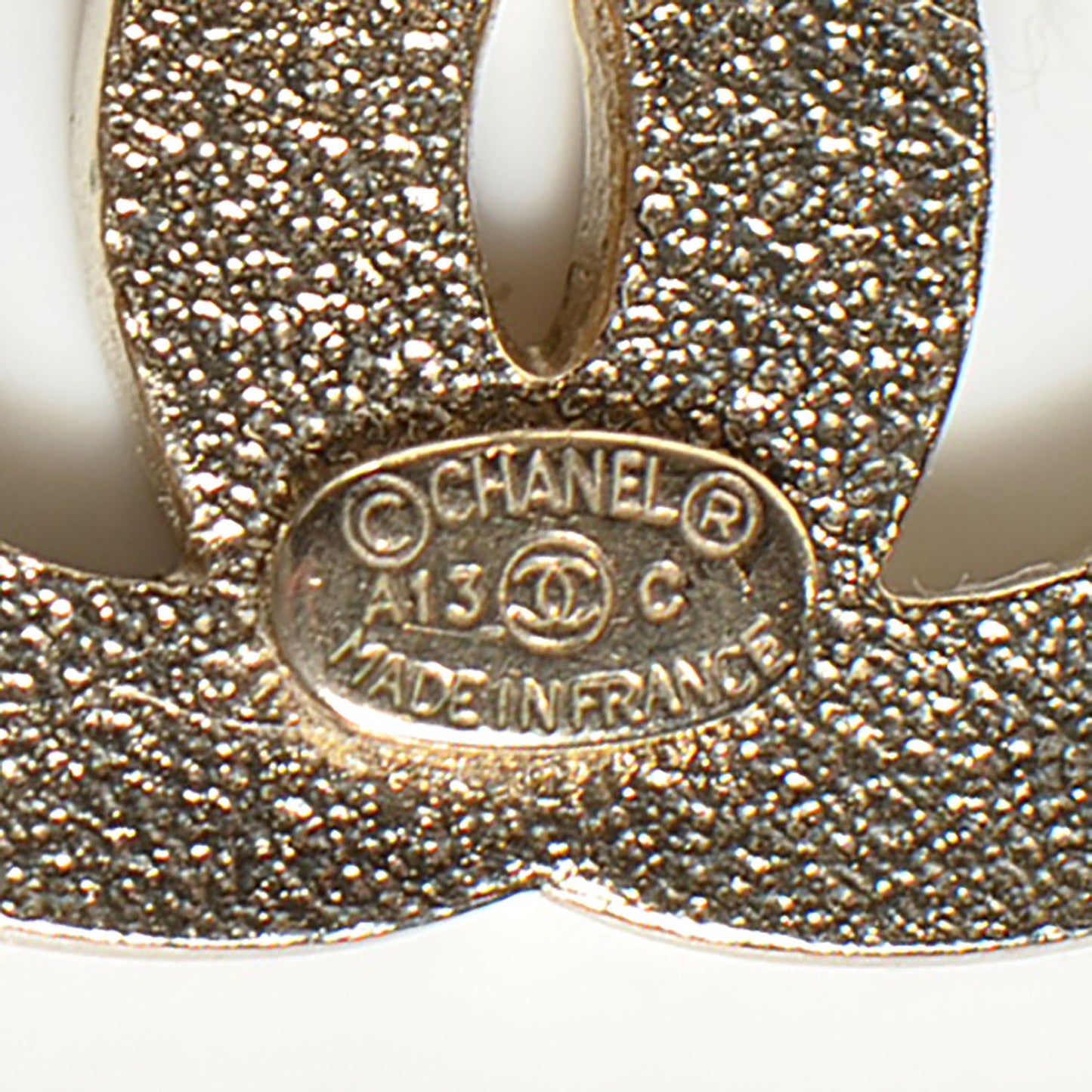 Enamel Striped CC Earrings Pink White Gold