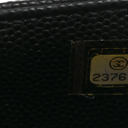 Chanel Caviar Chevron Quilted Zip Pouch Black 7 of 7