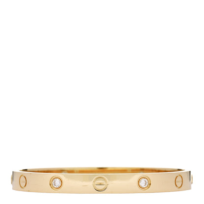 Cartier 18K Yellow Gold 4 Diamond LOVE Bracelet 16 1 of 9